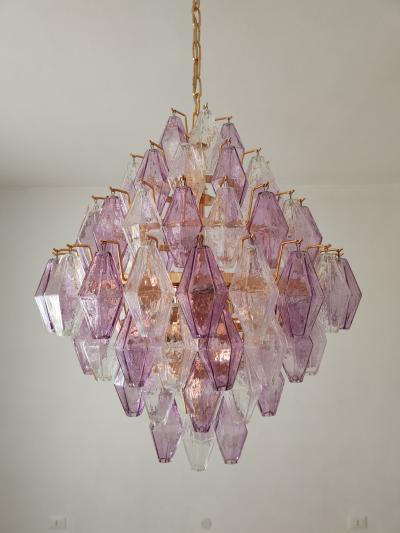  JL Light Style Murano glass poliedri chandelier in poliedro shaped in clear and amethyst color