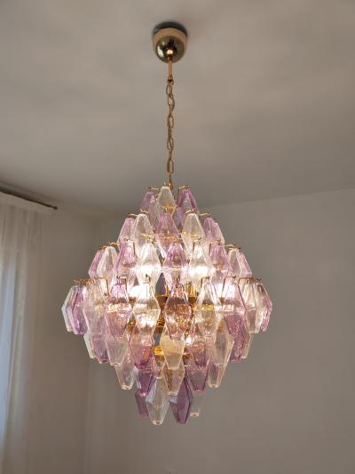  JL Light Style Murano glass poliedri chandelier in poliedro shaped in clear and amethyst color