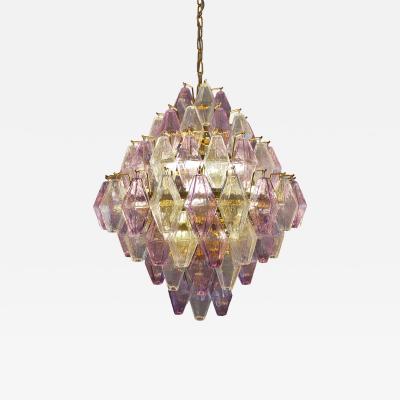  JL Light Style Murano glass poliedri chandelier in poliedro shaped in clear and amethyst color
