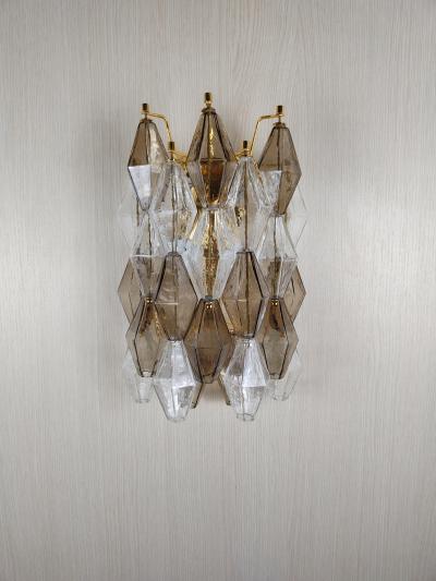 JL Light Style Murano glass poliedri wall sconce in clear and smoky brown color