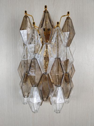JL Light Style Murano glass poliedri wall sconce in clear and smoky brown color