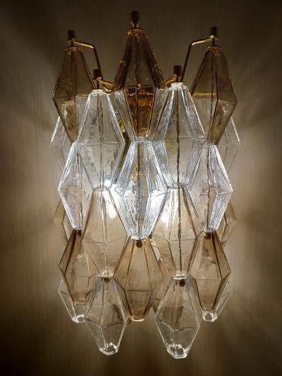 JL Light Style Murano glass poliedri wall sconce in clear and smoky brown color