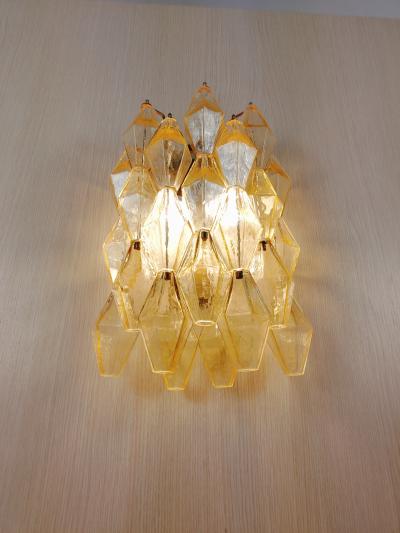 JL Light Style Murano glass poliedri wall sconce in light amber color