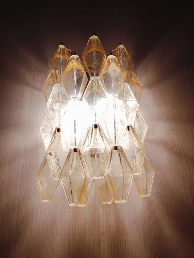 JL Light Style Murano glass poliedri wall sconce in light amber color