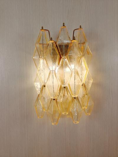 JL Light Style Murano glass poliedri wall sconce in light amber color