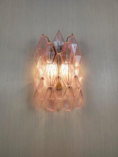 JL Light Style Murano glass poliedri wall sconce in pink color