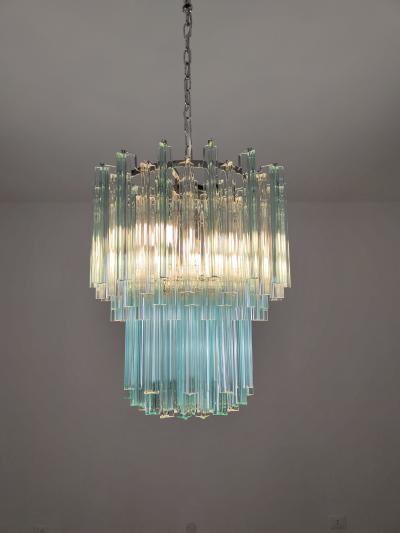  JL Light Style Murano glass triedri chandelier alternated tiers clear and green colors