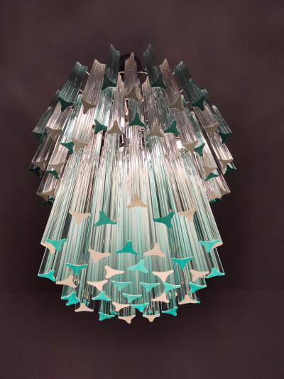  JL Light Style Murano glass triedri chandelier alternated tiers clear and green colors