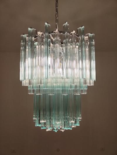  JL Light Style Murano glass triedri chandelier alternated tiers clear and green colors