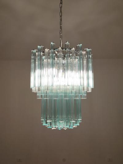  JL Light Style Murano glass triedri chandelier alternated tiers clear and green colors