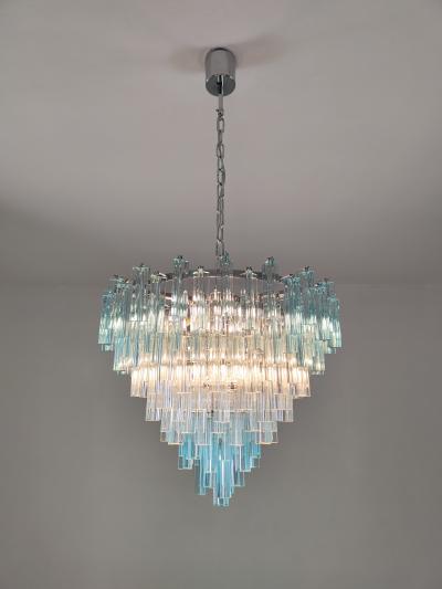  JL Light Style Murano glass triedri chandelier cascade bicolor clear and blue