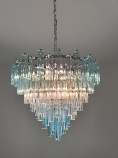  JL Light Style Murano glass triedri chandelier cascade bicolor clear and blue
