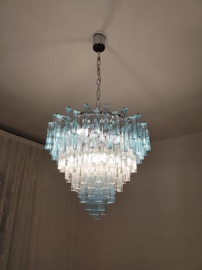  JL Light Style Murano glass triedri chandelier cascade bicolor clear and blue
