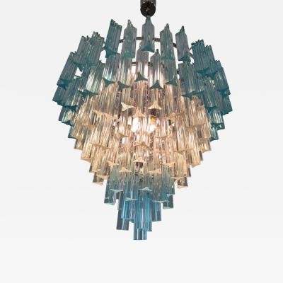  JL Light Style Murano glass triedri chandelier cascade bicolor clear and blue