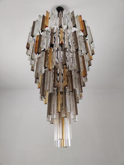 JL Light Style Murano glass triedri chandelier in clear amber and smokey color