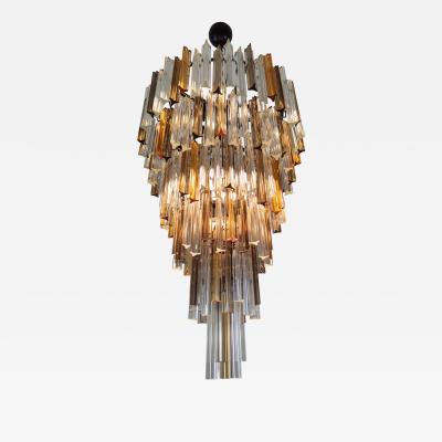  JL Light Style Murano glass triedri chandelier in clear amber and smokey color