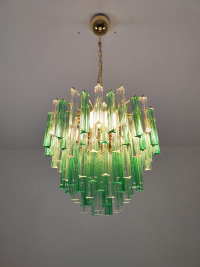  JL Light Style Murano glass triedri chandelier with alternated bicolor clear and green glasses
