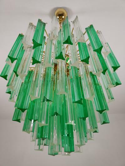  JL Light Style Murano glass triedri chandelier with alternated bicolor clear and green glasses