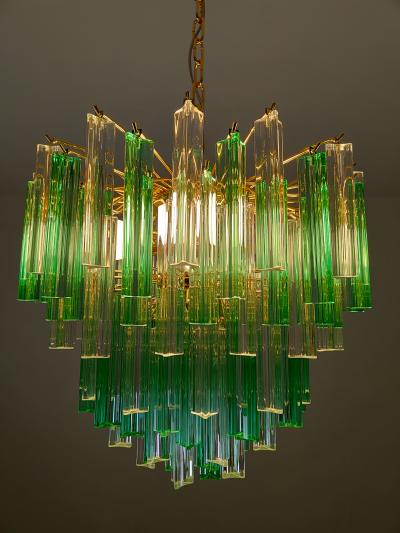  JL Light Style Murano glass triedri chandelier with alternated bicolor clear and green glasses