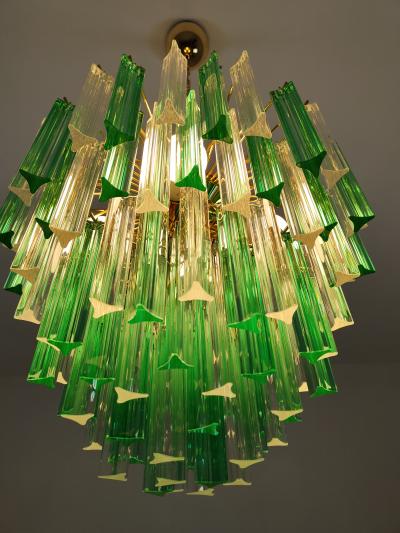  JL Light Style Murano glass triedri chandelier with alternated bicolor clear and green glasses