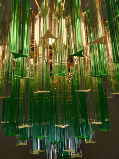  JL Light Style Murano glass triedri chandelier with alternated bicolor clear and green glasses