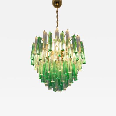  JL Light Style Murano glass triedri chandelier with alternated bicolor clear and green glasses