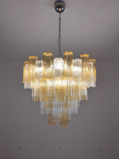  JL Light Style Murano glass tronchi chandelier alternated bicolor clear amber