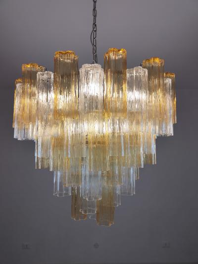  JL Light Style Murano glass tronchi chandelier alternated bicolor clear amber
