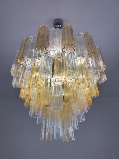  JL Light Style Murano glass tronchi chandelier alternated bicolor clear amber