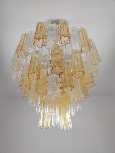  JL Light Style Murano glass tronchi chandelier alternated bicolor clear amber