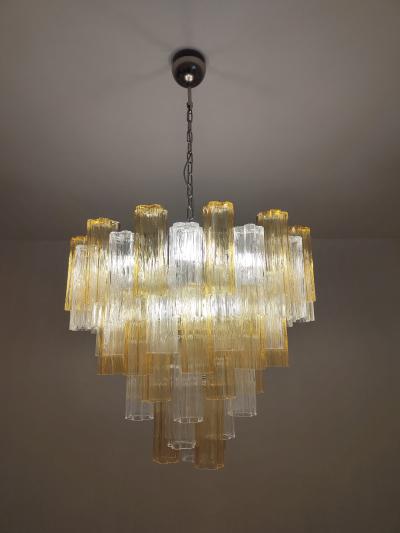  JL Light Style Murano glass tronchi chandelier alternated bicolor clear amber