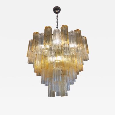  JL Light Style Murano glass tronchi chandelier alternated bicolor clear amber