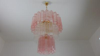  JL Light Style Murano glass tronchi tiers chandelier with clear and pink glasses