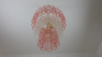 JL Light Style Murano glass tronchi tiers chandelier with clear and pink glasses