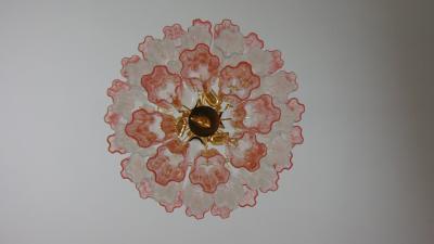  JL Light Style Murano glass tronchi tiers chandelier with clear and pink glasses