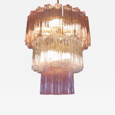  JL Light Style Murano glass tronchi tiers chandelier with clear and pink glasses