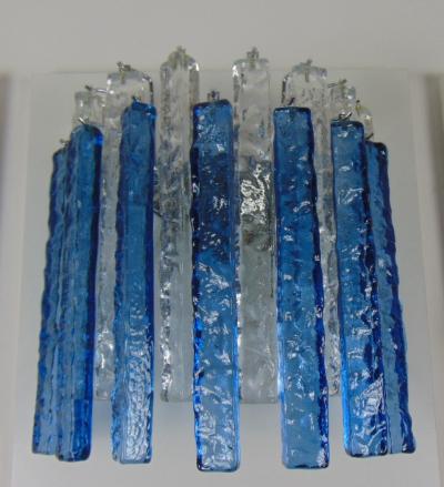  JL Light Style Murano glass wall sconce alternated hammered clear and blue bars