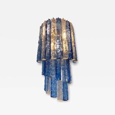  JL Light Style Murano glass wall sconce cascade shaped hammered bars clear and blue