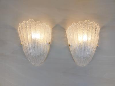  JL Light Style Murano glass wall sconce clear grained half cup