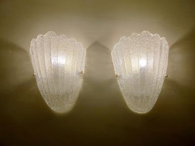  JL Light Style Murano glass wall sconce clear grained half cup