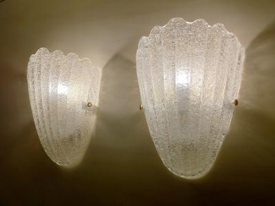  JL Light Style Murano glass wall sconce clear grained half cup