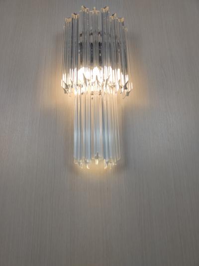  JL Light Style Murano glass wall sconce long tiers clear quadriedri