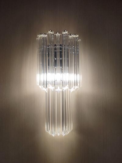  JL Light Style Murano glass wall sconce long tiers clear quadriedri