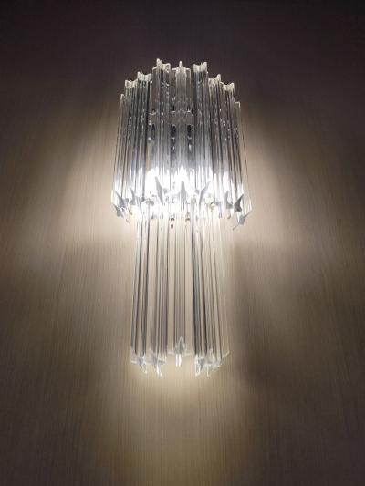  JL Light Style Murano glass wall sconce long tiers clear quadriedri