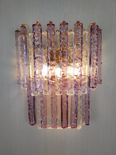  JL Light Style Murano glass wall sconce two tiers hammered amethyst and clear bars