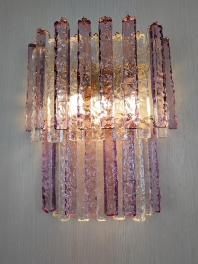  JL Light Style Murano glass wall sconce two tiers hammered amethyst and clear bars