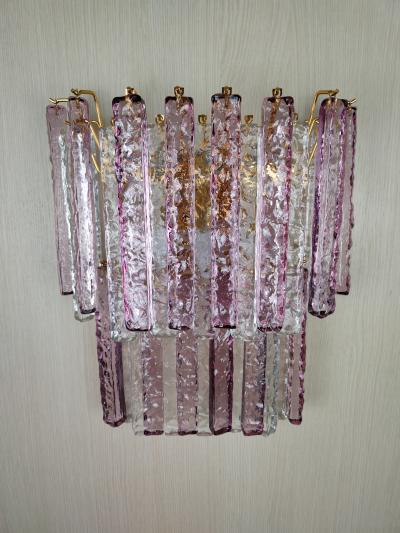  JL Light Style Murano glass wall sconce two tiers hammered amethyst and clear bars
