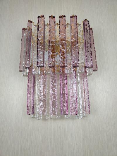  JL Light Style Murano glass wall sconce two tiers hammered amethyst and clear bars