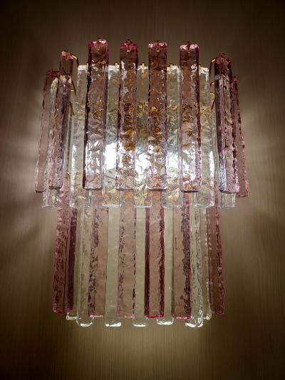  JL Light Style Murano glass wall sconce two tiers hammered amethyst and clear bars