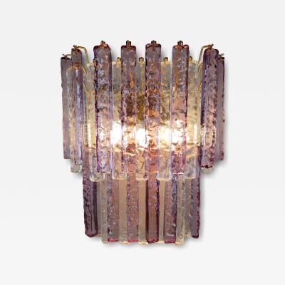  JL Light Style Murano glass wall sconce two tiers hammered amethyst and clear bars